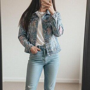 Floral Print Denim Jean Jacket